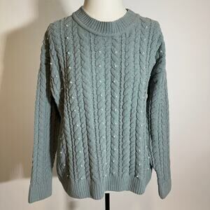 Cynthia Rowley Chunky Knit Pearl Pullover‎ Sweater Womens Size Medium M Coquette